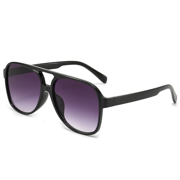 Retro 70s Aviator Polarized Sunglasses Black frame double gray film