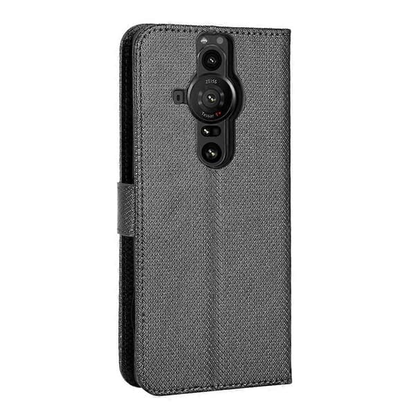 Diamond Textured Leather Case for Sony Xperia Pro-1 (Black)