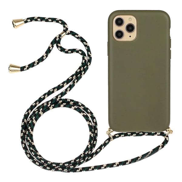 Telefondeksel av hvetehalm + TPU med snor (For iPhone 15 Pro)