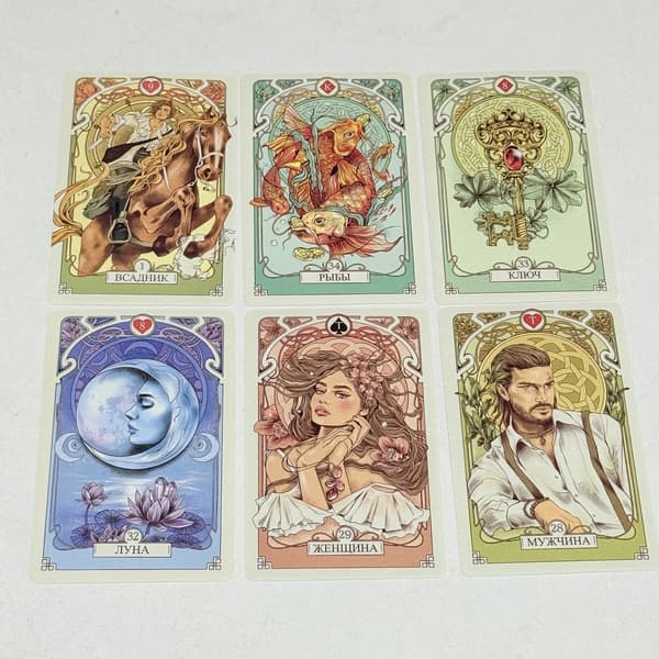 Romantiske Lenormand Oracle-kort russisk versjon 37 kort Light Grey
