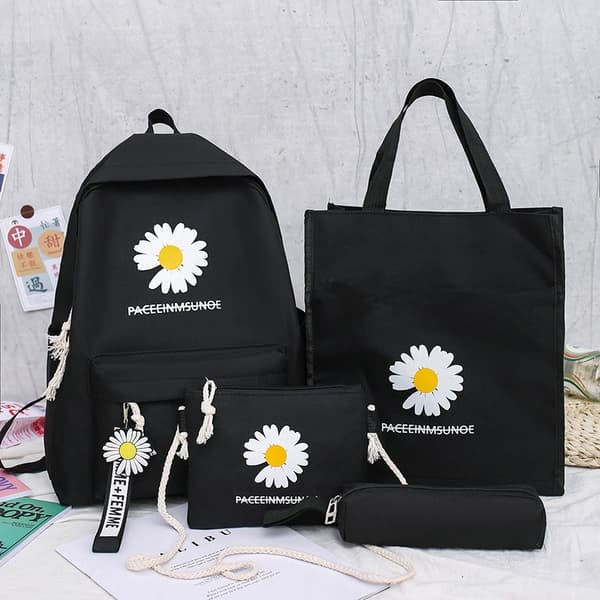 New and Relaxed Design 4-Piece Backpack Set, Daisy Backpack, Laptop Bag