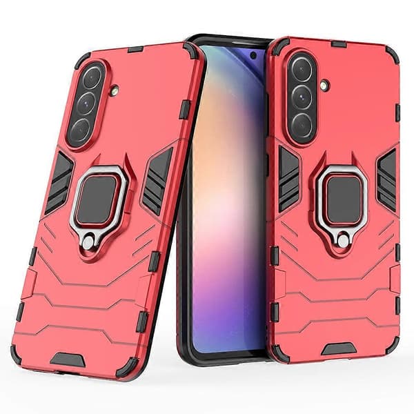 Case for Samsung Galaxy A56 5G PC+TPU Protective Phone Case with Ring Stand (Red)