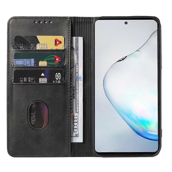 (New) For Samsung Galaxy Note10 Lite / A81 Magnetic Closure Leather Phone Case (Black)
