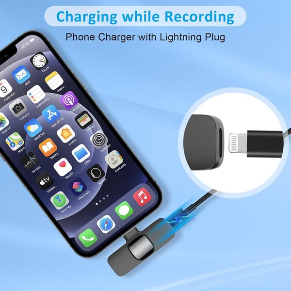 Professional Wireless Lavalier Lapel Microphone for iPhone, iPad - Cordless Omnidirectional Condenser Mic for Interview Video Podcast (B)