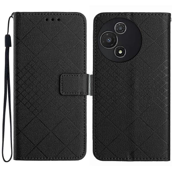 Wallet Case for TCL 60R 5G, Embossed PU Leather, Flip Case (Black)