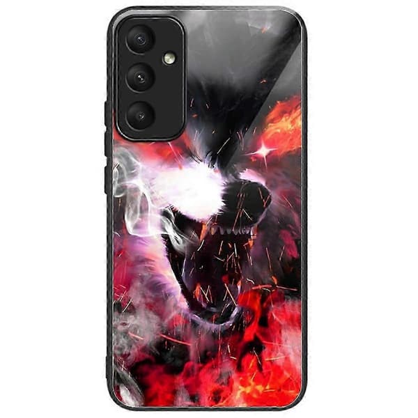 Case for Samsung Galaxy A16 5g 4g Pattern Print Tempered Glass Tpu Drop-proof Phone Case (Flame Wolf)