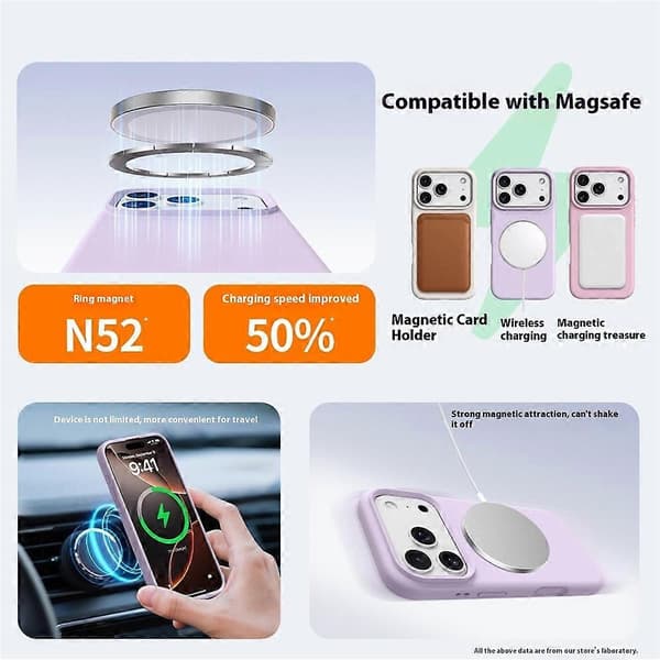 Compatible Case for iPhone 17 Pro Compatible with MagSafe Liquid Silicone + PC Phone Case (Light Blue)