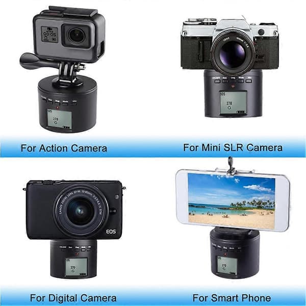 Til DJI Osmo Action Timelapse Stativbeslag Smart Elektrisk Panorerende Roterende Stativ til GoPro Max 10/9/8 Insta360 ONE X 2 R Black