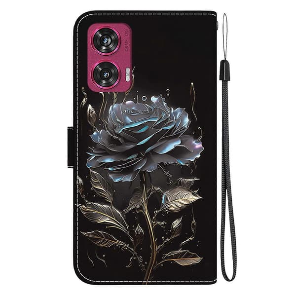 Leather Case for Motorola Edge 50 Fusion (Black Rose)