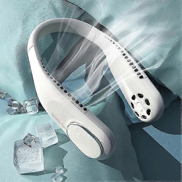 F60 Bærbar USB Halsventilator Bladløs Mini Køleventilator til Sommer Personlig Køler White