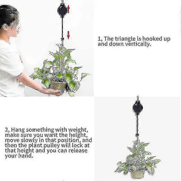 Retractable Plant Hanger for Easy Plant Access, Height Adjustable, Black, 1 Piece Per Pack.