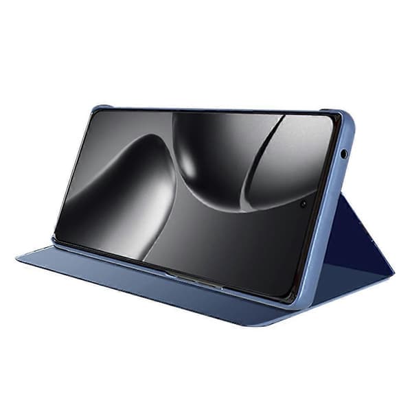 Til Xiaomi 14T Pro Etui Visningsvindue Stativ Læder Flip Telefoncover (Blå)