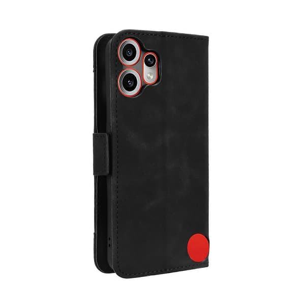 Lædertelefoncover med kalvetekstur og kortpladser (sort, til Nothing CMF Phone 2 Pro)