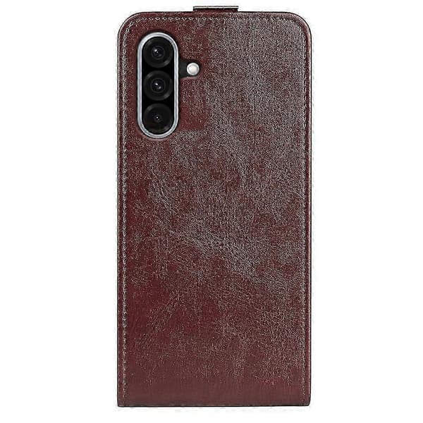 R64 Texture Vertical Flip Leather Phone Case (Brown, For Samsung Galaxy A36)
