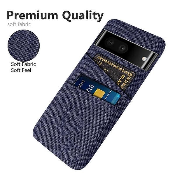 Shockproof Phone Case For Google Pixel 6a 5G, Dual Card Slots Non-slip PU Leather Coated PC Protective Case (Blue)