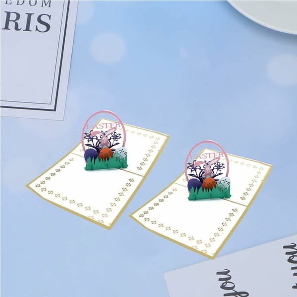 3D Easter Card - Easter Eggs - Rabbits - 3D Greeting Card - Bars, Easter Party Invitations