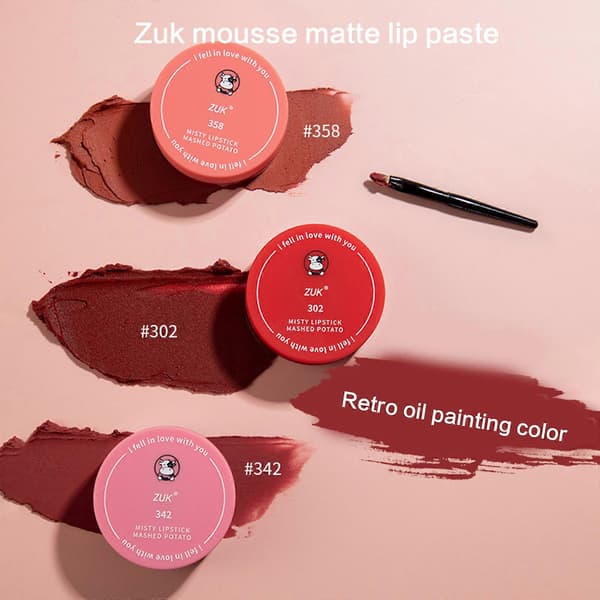 Leppestift Mousse Vanntett Lipgloss Langvarig Sexy Leppestift for Kvinner Leppefarge Leppeleire