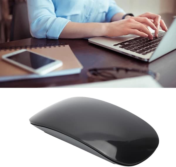 Wireless, Bluetooth, Rechargeable Bluetooth Mouse, Works with Mac or iPad; Multi-Touch Surface Silent Office Mouse, Rechargeable (Black)