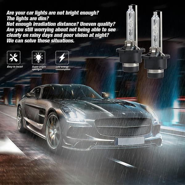 D4S HID-lampor, strålkastarbyteslampa 35W 6000K vit helljus/halvljus för, 2-pack (6000K)_Gåva