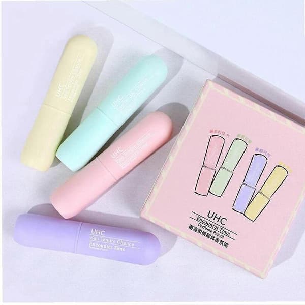 Solid Parfume Kvinder Mænd Bærbar Solid Balsam Pen Holdbar Frisk Let Duft Solid Stick Pakke med 4_Særtilbud