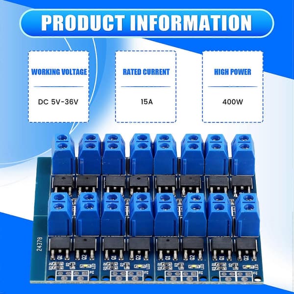 20 stk. 15A 400W MOSFET Trigger Switch Drive Modul PWM Regulator Kontrolpanel Blue