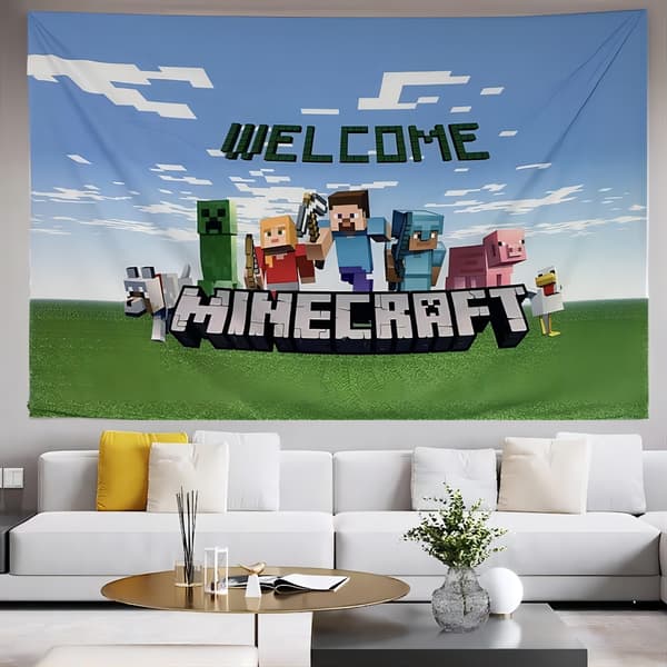 Seinävaate Minecraft-teema Syntymäpäiväjuhlat Seinävaate Kodintarvikkeet Seinävaate 75*100