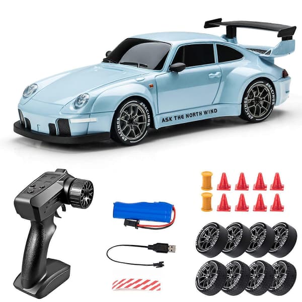 1/24 Skala 4WD RC Driftebil med 2 Hastighetsmoduser, LED-lys & 50m Rekkevidde