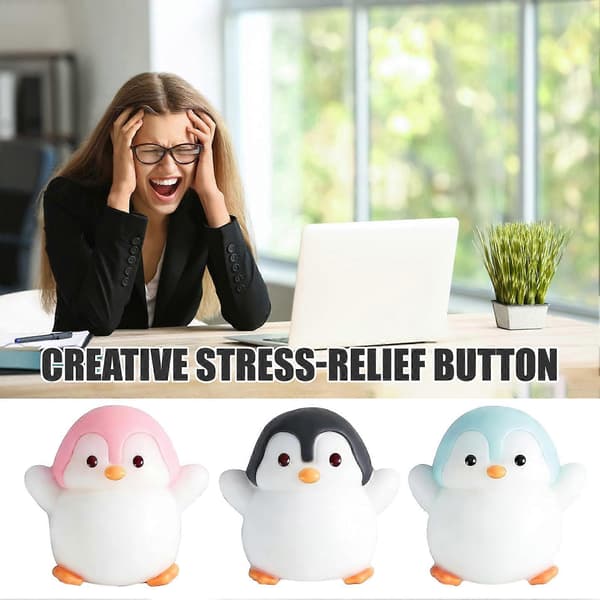 Cuet Pingvinformet Klemmeleke – Myk TPR Fidget – for Barn Tenåringer Voksne Stresslindring Sensorisk Black