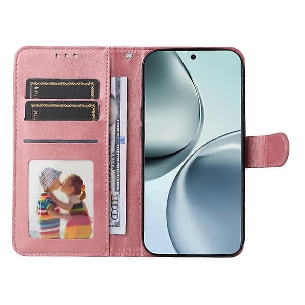 PU-læder flip-pung etui til Realme 14 Pro 5G - Pink (Rosa)