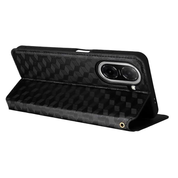 Diamond Pattern Leather Wallet Case for Xiaomi Redmi A5 NFC (173.45mm) - Black (Black)