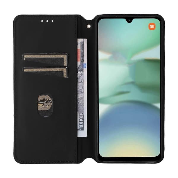Diamond Pattern Leather Wallet Case for Xiaomi Redmi A5 NFC (173.45mm) - Black (Black)