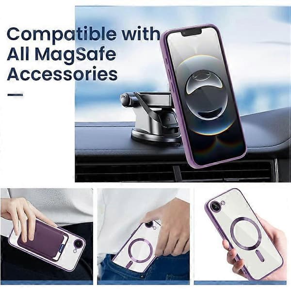Kompatibelt deksel til iPhone 16e, kompatibelt med MagSafe TPU + PC Klar Bakside (Brun)
