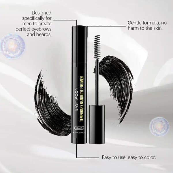 Temporary Beard Dye for Men - Black, for Beard, Moustache, and Eyebrows, Water and Sweat Resistant, 30 Uses (3 pcs)