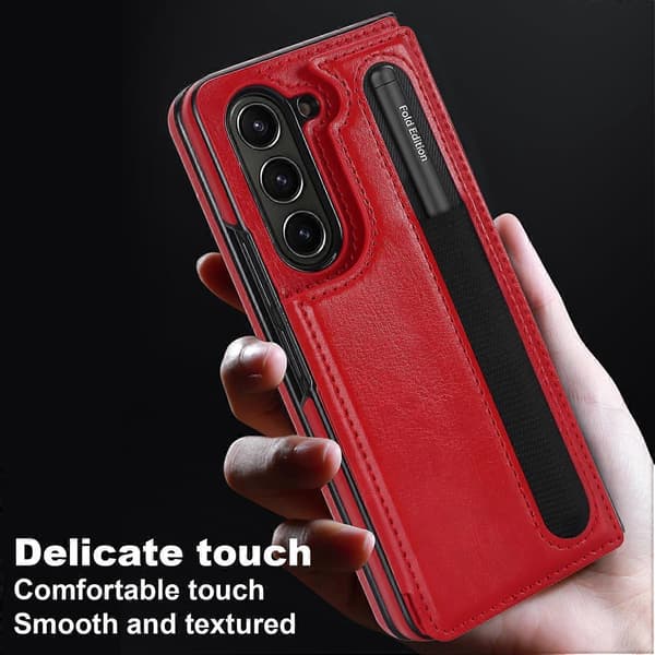 Full Coverage Sammenleggbart Dobbeltspenne PU-telefondeksel med Pennholder for Samsung Galaxy Z Fold7
