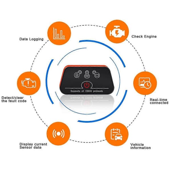 Vgate iCar2 Bluetooth ELM327 OBD2 Kodeavleser for Android OBD Diagnostisk Skannerverktøy ELM 327 V2.2 for alle OBDII-protokoller
