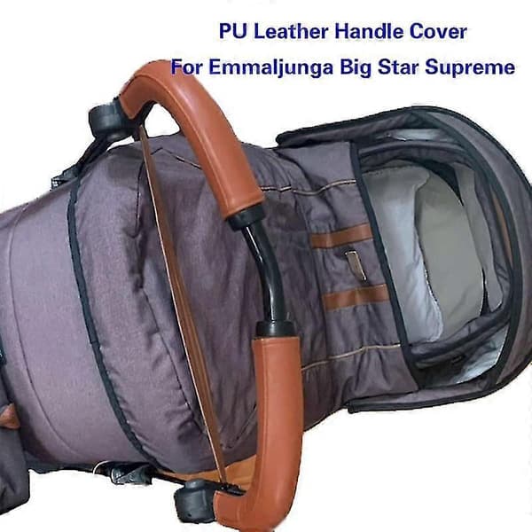 PU Leather Cover for Emmaljunga Big Star Supreme/Emmaljunga Superviking Handle Protective Case Stroller Accessories (26x11.5 cm)