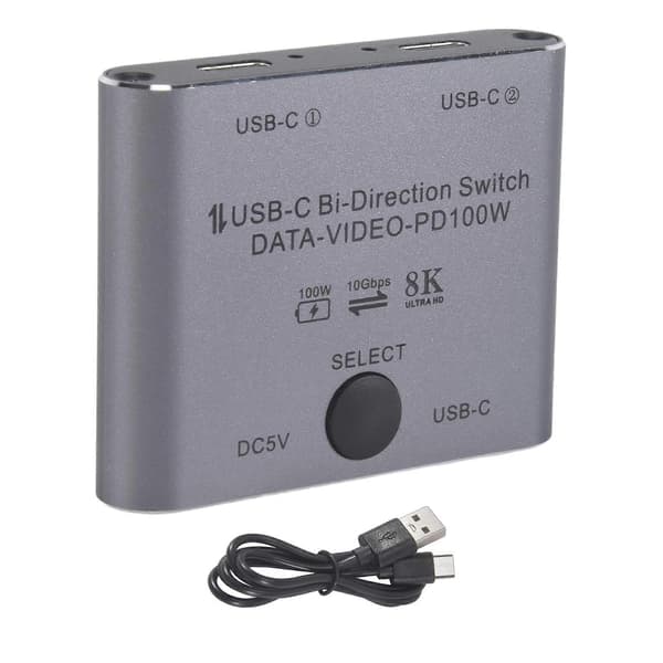 Tovejs USB C Switch Splitter 8K USB C Switcher KVM 8K 60Hz Grå