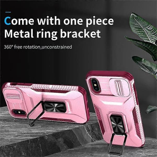 Compatible Case for iPhone X / XS with Camera Protection, PC+TPU Armor Case (Pink)