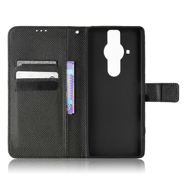 Diamanttekstureret læderetui til Sony Xperia Pro-1 (Sort)