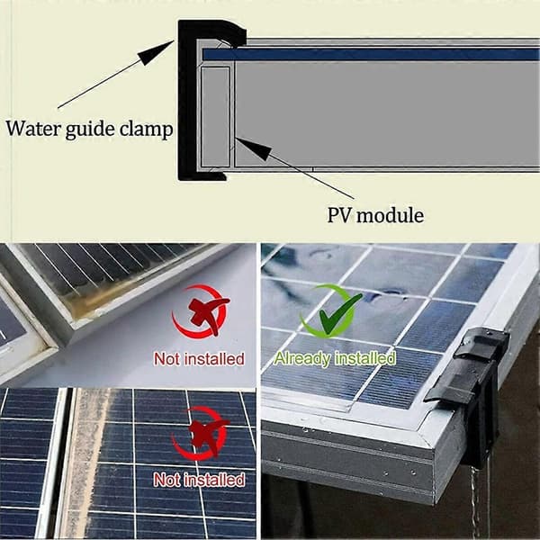 16 stk. 35 mm solpanel vanddrænsklips, PV-modulklips til vanddræn fotovoltaisk panel vanddrænsklips Svart
