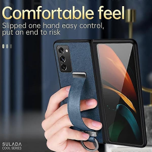 Til Samsung Galaxy Z Fold2 SULADA Cool Series PC + Lædertekstur Hudfølelse Stødsikkert Telefoncover (Sort) (Sort)
