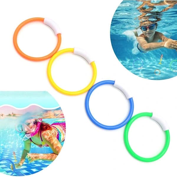 Dykringar för barn, dykring, dykringleksaker, PVC-dykringar, poolringleksaker, 4 stycken