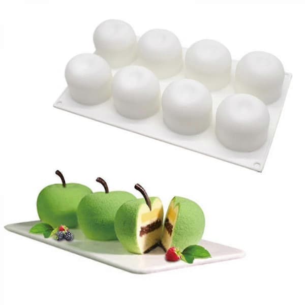 Højkvalitets 8-hulrums Æbleformet Silikone Kageform, 3d Silikone Bageform til Cupcake Kage Dessert Mousse-yvan