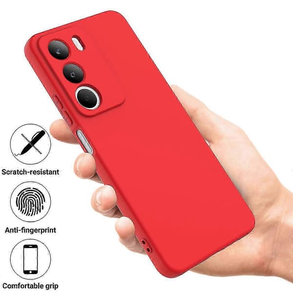 Realme C71 4G Liquid Silicone Case with Hand Strap - Shockproof Soft Case (Red)
