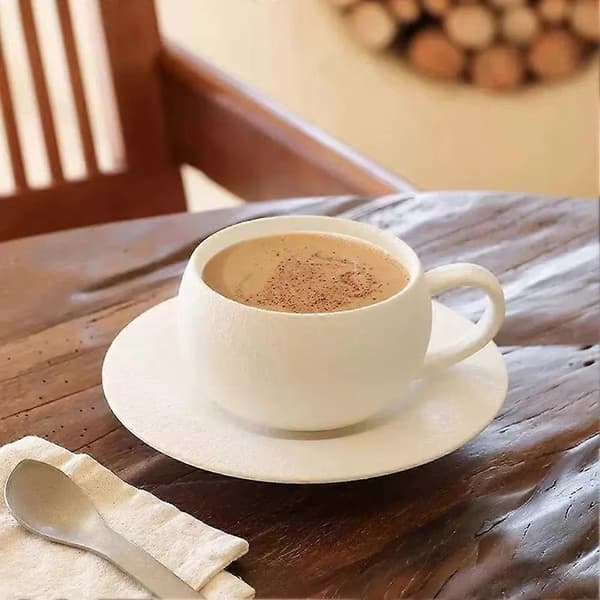 280 ml keramisk kaffekrus med underkop og ægdesign A Svart