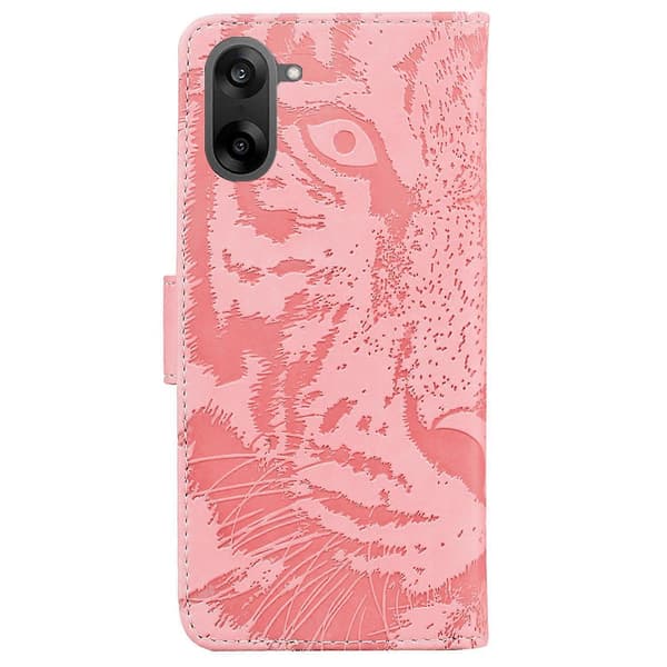 Tiger Embossing Pattern Flip Leather Phone Case (Pink, For OnePlus Ace 5 Racing / Nord CE5)