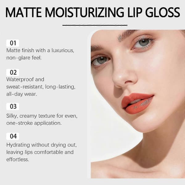 Long-lasting Lipstick, Waterproof and Transfer-proof, Glossy Finish, Lightweight, High Coverage (Reddish Brown)