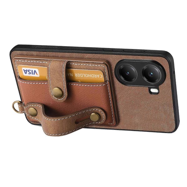 Retro Cross Armband Wallet Leather Back Phone Case (Brown, For Xiaomi Poco X7 Pro)