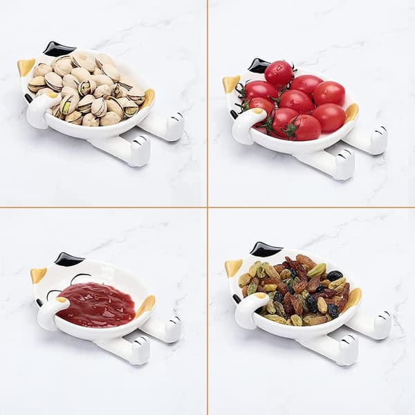 Cat Shaped Ceramic Spoon Rest, Suitable for Kitchen Counters (Yellow).