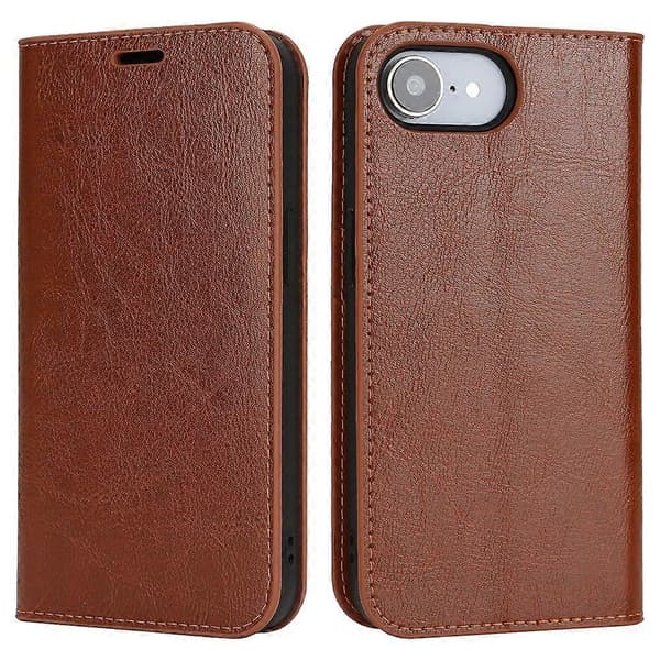 Case for iPhone 16e Crazy Horse Texture Split Leather Wallet Phone Case (Light Brown)
